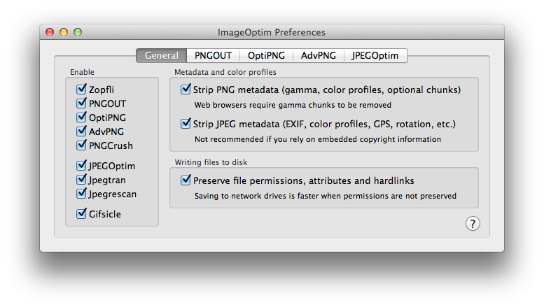 ImageOptim preferences